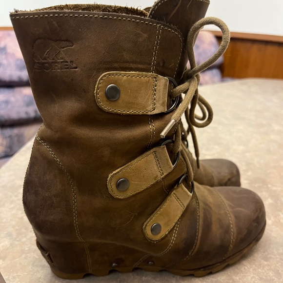 Sorel Leather Wedge Boots - Picture 2 of 3